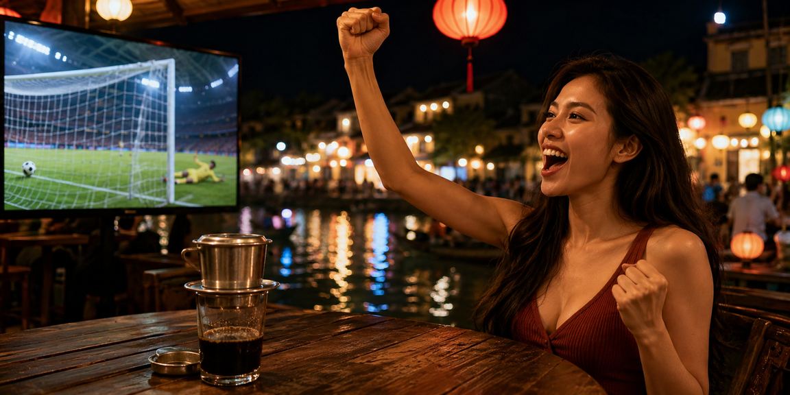 Người dùng Hội An thưởng thức cà phê và theo dõi cá cược thể thao trên sv386